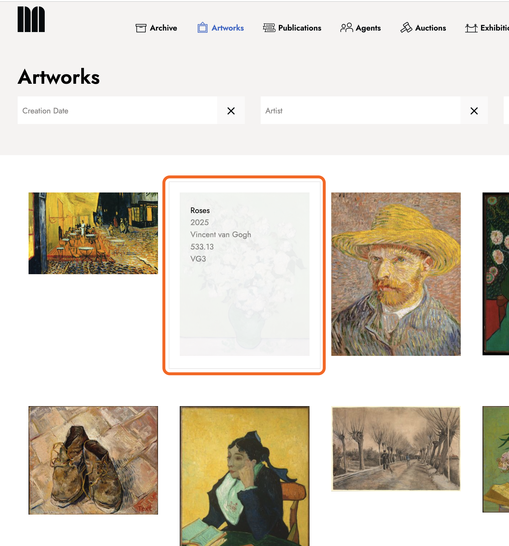 How to use the artwork grid view