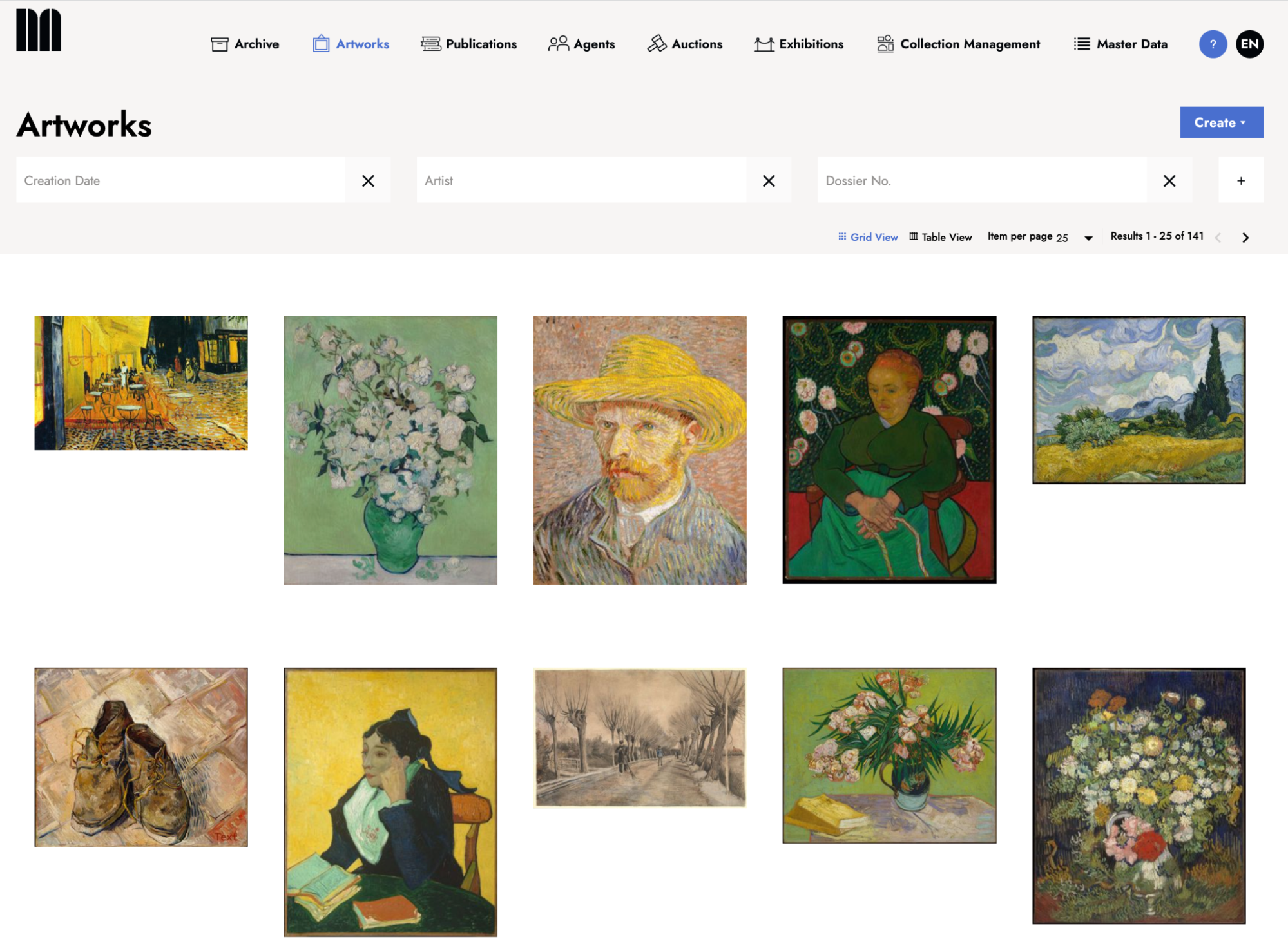 How to use the artwork grid view
